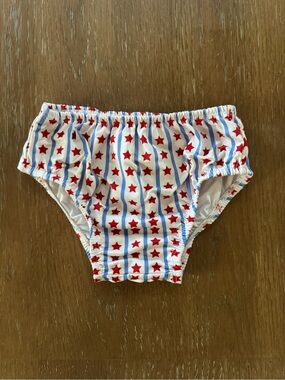 Kids Star-Print Swim Diaper Cover - Red & Blue